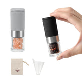 VEVOK CHEF mini salt grinder set on the counter, compact for quick seasoning.