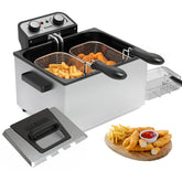 Vexon 1800W deep fryer with view window lid for monitoring during frying.