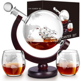 VI AI whiskey decanter globe featuring a sailing ship for elegant entertaining