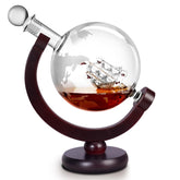 VI AI whiskey globe decanter with etched map for elegant serving and display