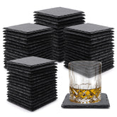 VIBRATITE slate coaster square 4 inch black close-up showing natural texture protects surfaces