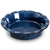 Vicrays 9 inch ceramic pie pan with deep fluted edges for even baking and presentation.