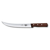 Victorinox curved breaking knife with rosewood handle for precise, comfortable slicing in the kitchen.