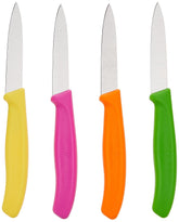 Victorinox Swiss Classic paring knife with orange handle for precise garnishing and peeling tasks.