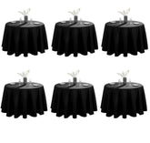 VidaFete 6-pack round tablecloth in black provides durable protection and a polished look.