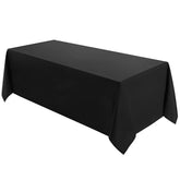 VidaFete 90x132 tablecloth flatlay with black color for tabletop setup