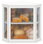 Viewcare corner bread box with bamboo front panel keeps counter tidy
