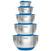 Viking 10-piece mixing bowls set in blue for versatile meal prep.