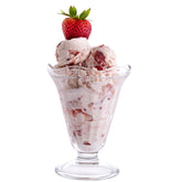 Vikko glass footed ice cream cups with tulip design for elegant sundaes.