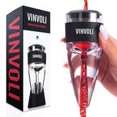 Vinvoli Wine Aerator Deluxe setup displaying integrated pourer and stand for easy serving.