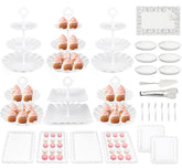 Viscoo 3-tier round cupcake stand for elegant wedding desserts