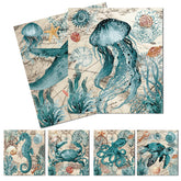 Visstree Blue Sea dishcloth with shell pattern, highly absorbent for spills.