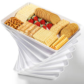 VITEVER 8-pack white serving trays, 16 by 11 inches, ideal for large display.