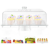 VIVIRBIEN cake stand with lid displaying a 17x12 rectangular surface for large desserts