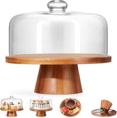 VIVIRBIEN wooden cake stand with lid highlights an 11-inch cake display for celebrations.
