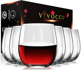 Vivocci unbreakable Tritan stemless glass with heavy base for stable sipping.