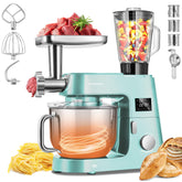 VIVOHOME 9-in-1 stand mixer front view with blue finish for large-batch baking.