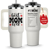 Vivulla68 Best Mom Ever tumbler with handle keeps drinks hot or cold.