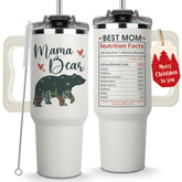 Vivulla68 Mama Bear Tumbler with Handle 40oz, ideal for hot or cold drinks on the go