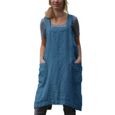 VLZUFE cotton-linen apron with cross-back pockets for quick dish prep.
