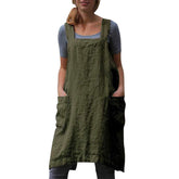 VLZUFE cross-back cotton linen apron worn for comfortable kitchen protection.