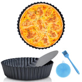 Vnray deep pie pan with removable bottom for easy crust release during baking