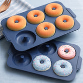 Vnray donut pan with a sturdy metal frame for stable baking and easy transfer.