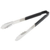 Vollrath Jacobs 12-inch tong with black handle for precise gripping