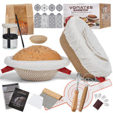 VONATES 40oz sourdough starter jar with breathable cloth cover for easy starter maintenance