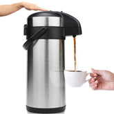 VONDIOR airpot dispenser with pump top enables easy one-handed serving.