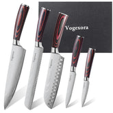Vorgexora 5-piece knife set full view for versatile kitchen prep