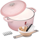 VORRINGARD pink enameled cast iron dutch oven, ideal for even bread baking