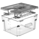 Vpcok Direct 11.6 Qt sous vide container with lid maintains steady heat during cooking.