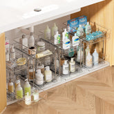 Vtopmart 4-pack two-tier under-sink organizer with sliding drawers for easy access