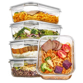 Vtopmart 5-pack 35oz glass containers with lids for organized meal prep.