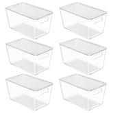 Vtopmart six-pack clear storage bins with lids for pantry organization.