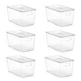 Vtopmart 6-pack clear stackable bins — front view for quick pantry organization.