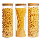Vtopmart 70oz glass jar set showing large capacity for pasta and dry staples