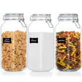 Vtopmart 78oz square mason jar in a 3-pack ready for flour or sugar storage.