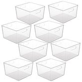 Vtopmart 8-pack clear storage bin with 11x11 opening for pantry organization.