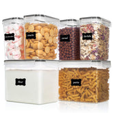 Vtopmart airtight containers 6-piece set keep pantry staples fresh and organized.