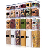 Vtopmart airtight containers stacked neatly in a pantry for easy access.