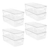 Vtopmart clear organizer bin with lid for fridge, easy access and visible contents.