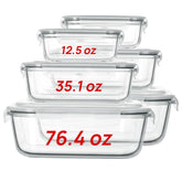 Vtopmart extra large glass storage six-pack for organized meals.