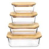 Vtopmart rectangular 35oz glass container with bamboo lid for meal prep and leftovers.