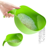 V TOWER rice-strainer-handle shows easy rinsing and a secure grip