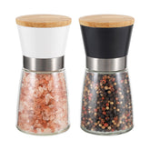 Vucchini salt and pepper grinder set with bamboo lid for fresh ground seasoning