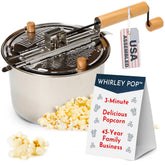 Wabash Valley Farms Whirley Pop handle close-up showing even stirring for kernels