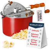 Wabash Valley Farms Whirley Pop red in action demonstrates even heat and consistent stirring.