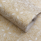 Waddllcor vintage gold floral shelf liner on a dresser for a refreshed finish